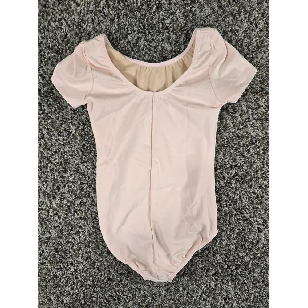 Revolution Dancewear Girls Sz M Short Sleeve Ballet Leotard Light Pink NEW